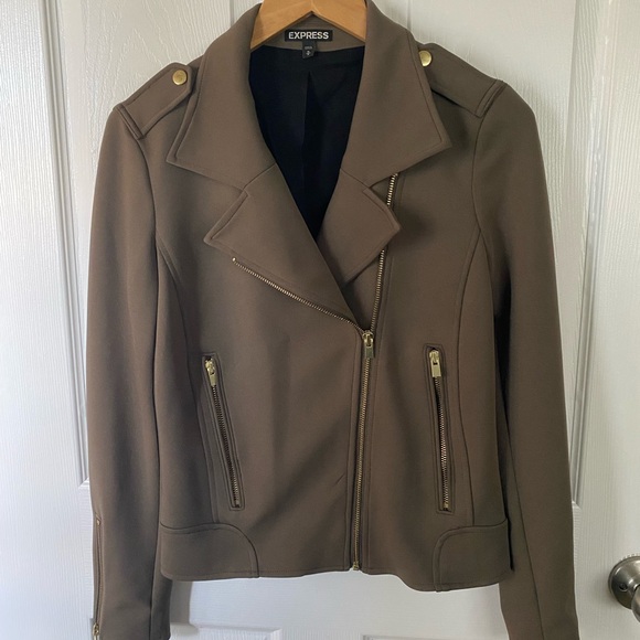 Women’s Express dressy military style jacket with gold accents in green size M - Picture 8 of 12